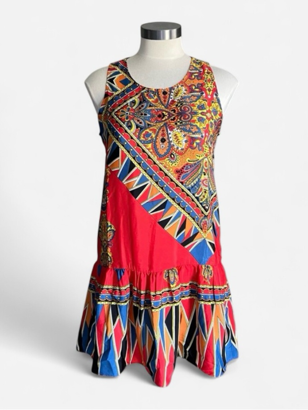 NEW Lovers + Friends Boho Mini Dress Sz XS Pockets Red Paisley Whimsical Beach